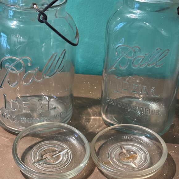 2 Ball Ideal Canning Glass Jars with Wire Bale Round No 10 & Square No 8 - Picture 16 of 16